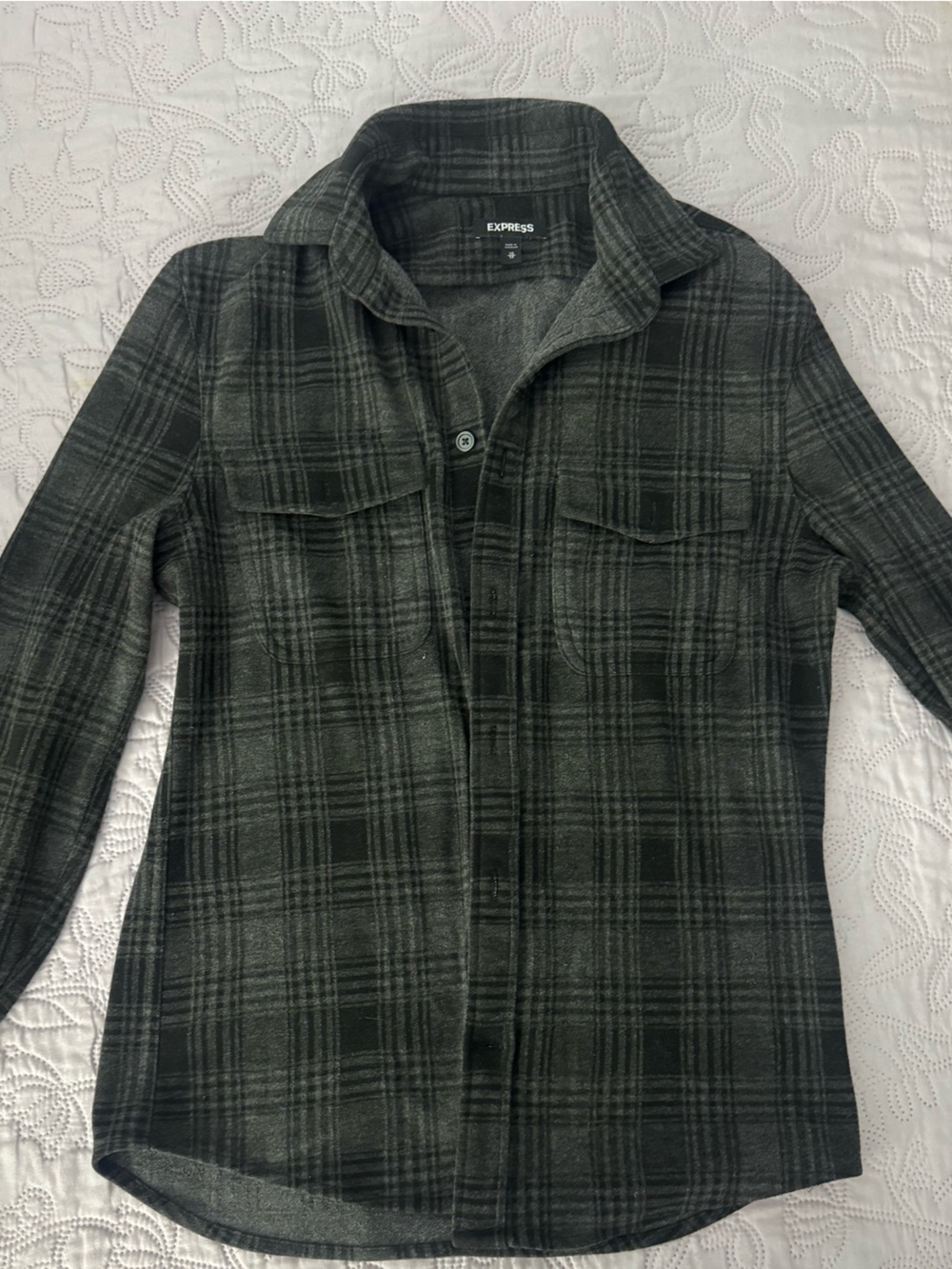 Express Gray Plaid Button-Up Blazer Jacket